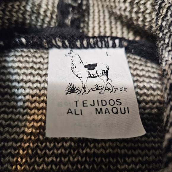 Tejidos Ali Maqui Alpaca Print Heavy Sweater Jacket Ecuador Geometric Aztec L - Picture 8 of 9